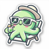 かわいいカスタムタコのビニール貼り シール (正面)