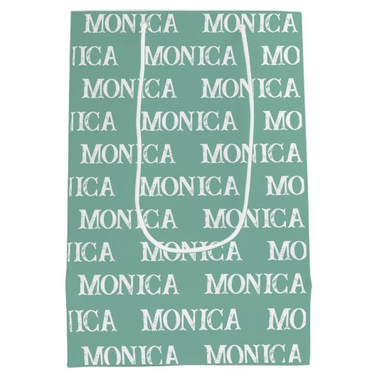 かわいいカスタムターコイズ名タイポグラフィ抱き枕 ミディアムペーパーバッグ (裏面)