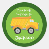 かわいいカスタムダンプトラック車の子供たち ラウンドシール (正面)