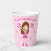 かわいいカスタムチアリーダー女子ピンク誕生日 紙コップ (裏面)