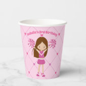 かわいいカスタムチアリーダー女子ピンク誕生日 紙コップ (正面)