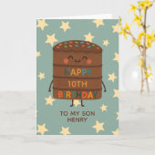 かわいいカスタムチョコケーキソン10誕生日 カード (黄色い花)