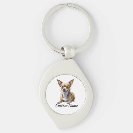 かわいいカスタムチワワ 犬 ペット犬 愛犬家 アート キーホルダー