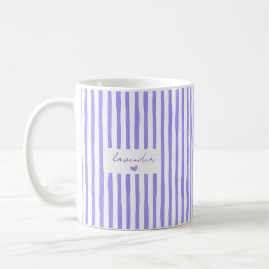 かわいいカスタムネームストライプコーヒーマグ コーヒーマグカップ (左)