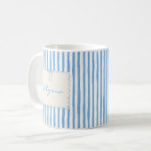 かわいいカスタムネームストライプコーヒーマグ コーヒーマグカップ (正面左)