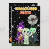 かわいいカスタムハロウィン招待状 招待状 (正面/裏面)