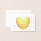 かわいいカスタムハート文字と写真バレンタインデー 箔カード (封筒付き正面)