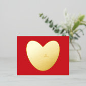 かわいいカスタムハート文字写真バレンタインデー 箔シーズンポストカード (立ち正面)