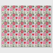 かわいいカスタムバレンタインのカップル写真コラージュ ラッピングペーパー (フラット)