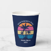 かわいいカスタムビーチパーティーパームツリーズブルー 紙コップ (裏面)