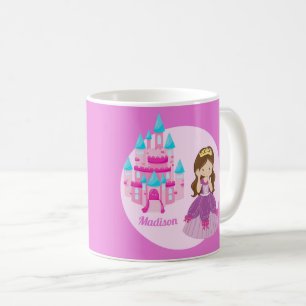 かわいいカスタムピンクプリンセス城おとぎ話 コーヒーマグカップ