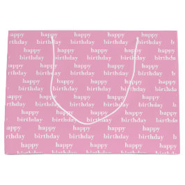 かわいいカスタムピンク&ホワイトタイポグラフィ女の子誕生日 ラージペーパーバッグ