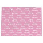 かわいいカスタムピンク&ホワイトタイポグラフィ女の子誕生日 ラージペーパーバッグ (裏面)