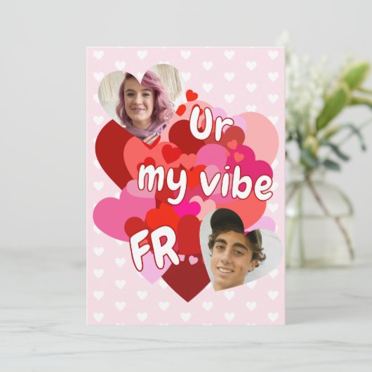 かわいいカスタムフォトバレンタイン シーズンカード (スタンド正面)