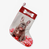 かわいいカスタムフォトペットドッグ スモールクリスマスストッキング (正面 (吊り時))