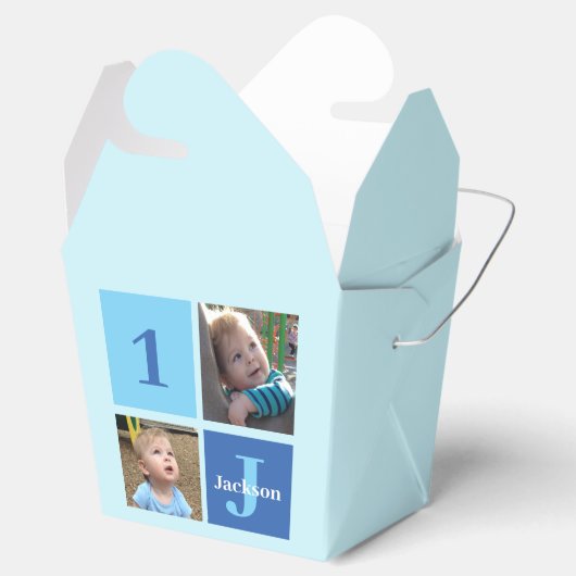 かわいいカスタムフォトボーイズ1歳のパーティー フェイバーボックス (オープン)