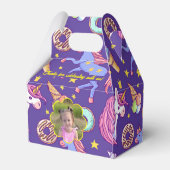 かわいいカスタムフォトユニコーン、ドーナツ&アイスクリーム フェイバーボックス (裏面サイド)