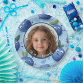 かわいいカスタムブルーベリーの写真と名前紙プレート ペーパープレート (パーティー)