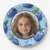 かわいいカスタムブルーベリーの写真と名前紙プレート ペーパープレート (正面)