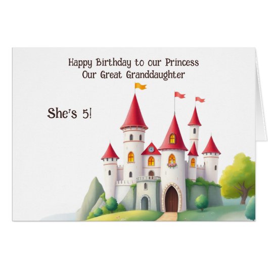 かわいいカスタムプリンセスキャッスル写真誕生日カード (正面横)