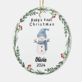 かわいいカスタムベビーファーストウォーター色雪だるま セラミックオーナメント (左)