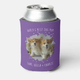 かわいいカスタムペットフォトスプラッシュ 最高の犬ママ パープル 缶クーラー