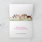 かわいいカスタムペットポーティピンクドッグ誕生日パーティー サンキューカード (内部)