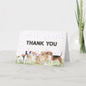 かわいいカスタムペットポーティピンクドッグ誕生日パーティー サンキューカード (正面)