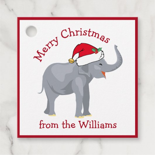 かわいいカスタムホワイトエレファントクリスマスパーティー フェイバータグ (正面)