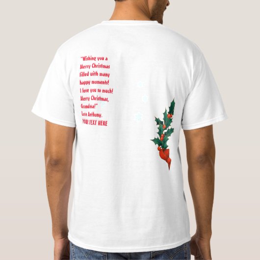 かわいいカスタムメリークリスマス。 Tシャツ (裏面)