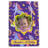 かわいいカスタムユニコーン、ドーナツ&アイスクリーム ミディアムペーパーバッグ (正面)