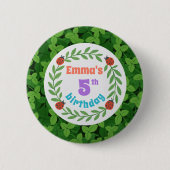 かわいいカスタムラディバグ&リーフ第5誕生日ボタン 缶バッジ (正面)