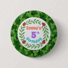 かわいいカスタムラディバグ&リーフ第5誕生日ボタン 缶バッジ