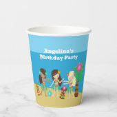 かわいいカスタムルアウ(ハワイ式宴会)ビーチフラガールズバースデーパーティー 紙コップ (裏面)