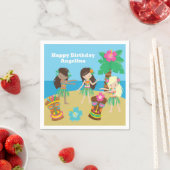 かわいいカスタムルアウ（ハワイ式宴会）ビーチ誕生日パーティーフラガールズ スタンダードカクテルナプキン (インサイチュ)