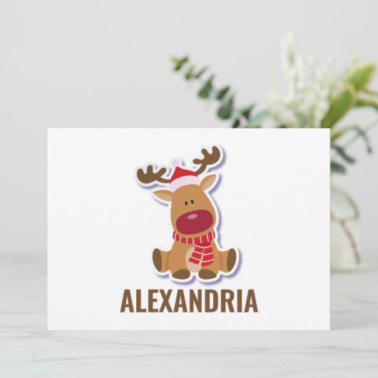 かわいいカスタムルドルフのトナカイのサンタクロースのクリスマス サンキューカード (スタンド正面)