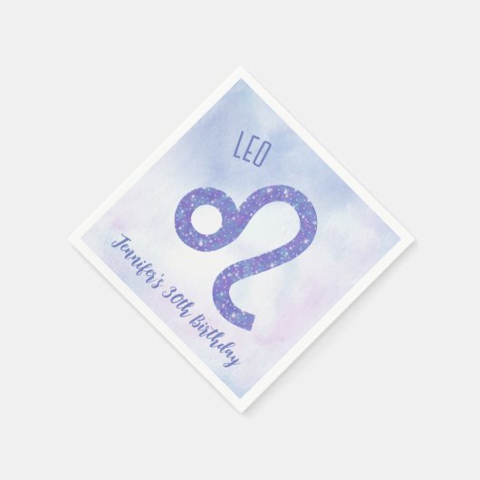 かわいいカスタムレオ星占い紫の誕生日パーティー スタンダードカクテルナプキン (角)