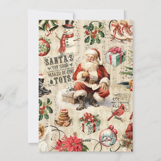 かわいいカスタムヴィンテージのクリスマスフォト シーズンカード (裏面)