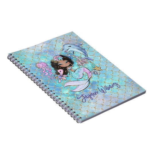 かわいいカスタム人魚の学校の給料女の子の名前 ノートブック (右側)