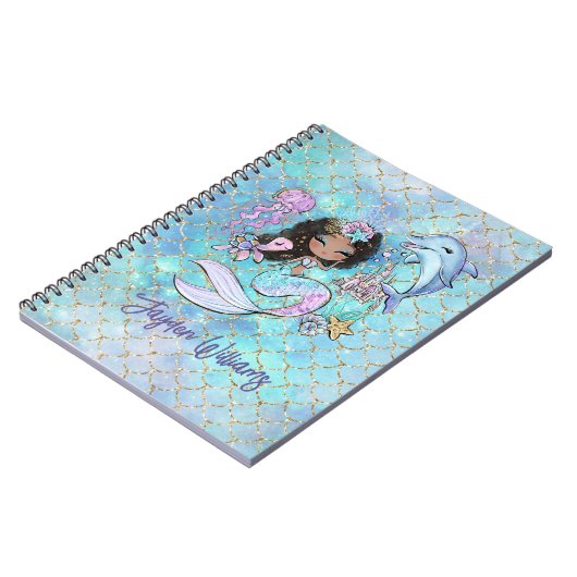 かわいいカスタム人魚の学校の給料女の子の名前 ノートブック (左側)