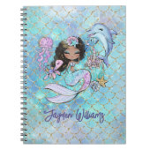 かわいいカスタム人魚の学校の給料女の子の名前 ノートブック (正面)