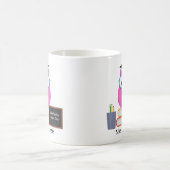 かわいいカスタム先生ピンクフクロウスクールモノグラム コーヒーマグカップ (中央)