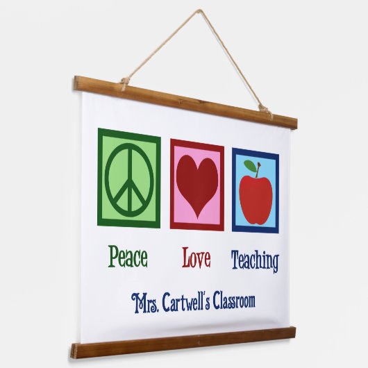 かわいいカスタム先生教室ピースラブ教えズ 吊り下げ型タペストリー (傾斜あり)