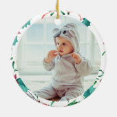 かわいいカスタム写真ベビー初めてのクリスマスツリー セラミックオーナメント (裏面)