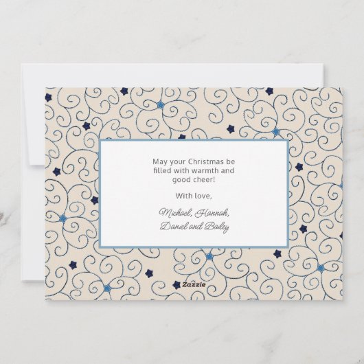 かわいいカスタム写真心地よいと喜びクリスマス シーズンカード (裏面)