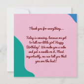 かわいいカスタム写真1st誕生日フラットサンキューカード サンキューカード (裏面)