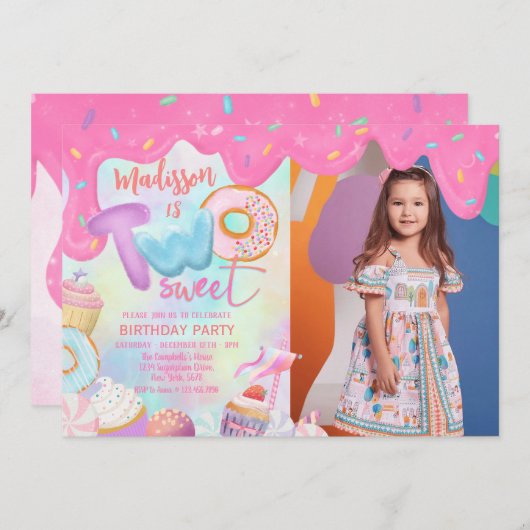 かわいいカスタム写真 招待状 (正面/裏面)