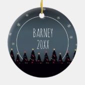 かわいいカスタム初めてのクリスマスパピー写真テンプレート セラミックオーナメント (裏面)