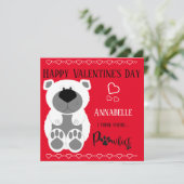 かわいいカスタム北極クマのハート 幸せなバレンタインデー カード (スタンド正面)