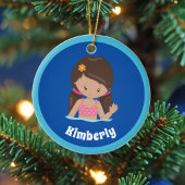 かわいいカスタム女子チーム泳ぐクリスマス セラミックオーナメント